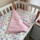 Set lenjerie de schimb pentru patut bebe 3 piese Fluturi roz si menta (3)
